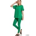 thumbnail image 2 of Zenana Plus Size Round Neck Brushed DTY Microfier Short Sleeve Hi-Low Hem & Full Length Leggings Loungewear Set, 2 of 5