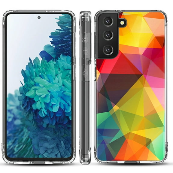 Shockproof Hybrid Bumper Phone Case for Samsung galaxy S21  5G / S21 Plus 5G, by OneToughShield ® - Polygon