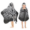 Big Tree in Black and White Hooded Beach Towel Kids Bath Towels Quick