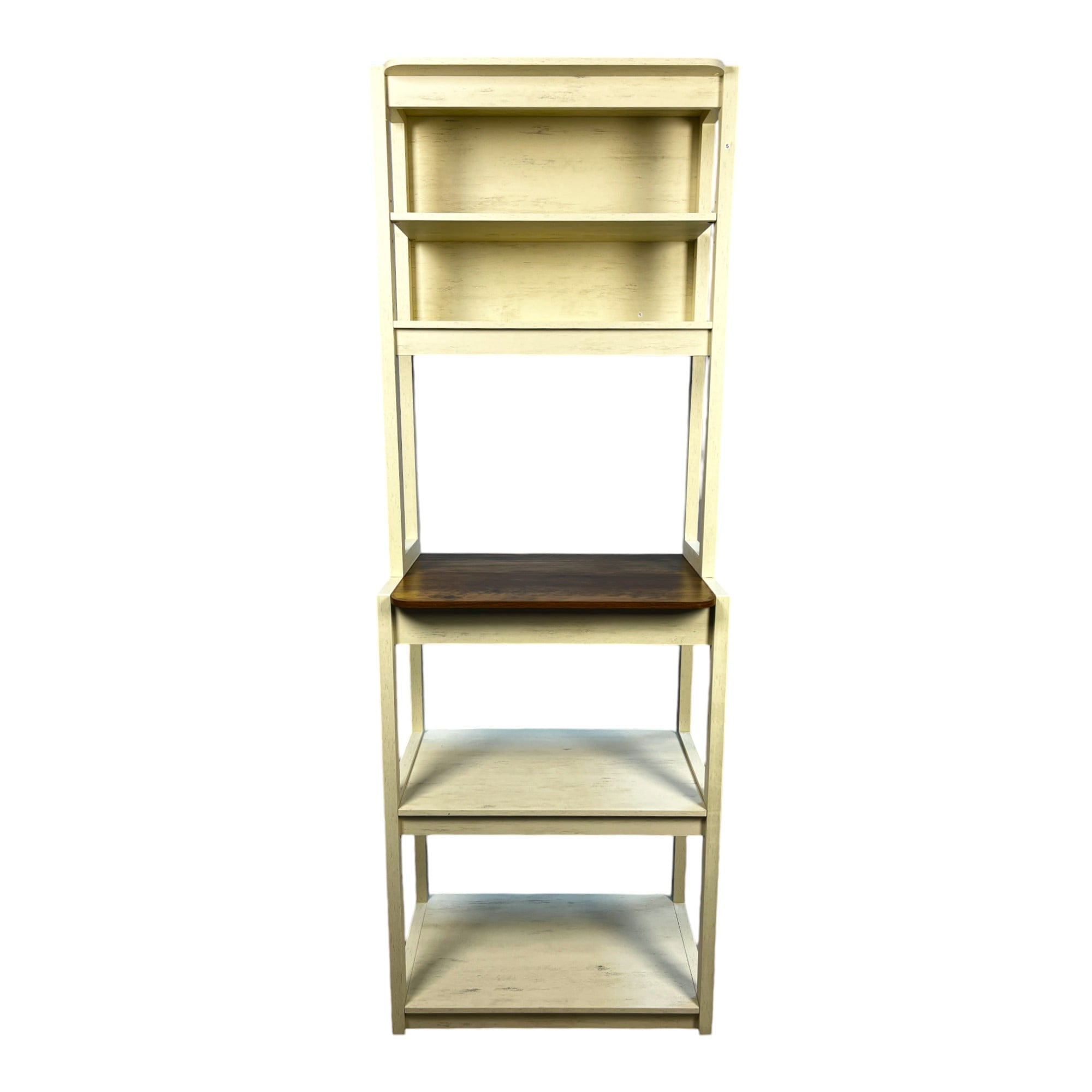 5-Tier Bakers Rack, Kitchen Storage Shelf and Microwave Stand with Coffee Bar, Particle Board Organizer for Pantry, 23.62 Inch, Brown and White