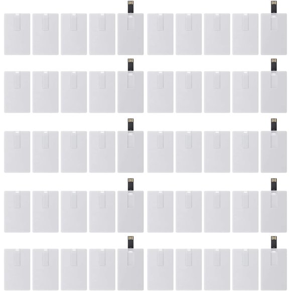 Credit Card USB2.0 Flash Drive 512MB 50 Pack Business Card Bank Card Shape Flash Drive Memory Stick Key Credit USB Drive White