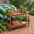 thumbnail image 6 of SuperDeal 48" Outdoor Console Table Versatile Wood Buffet Bar Organizer W/Slat Storage Shelf for Indoor, Outdoor, Patio, Deck, Natural, 6 of 10
