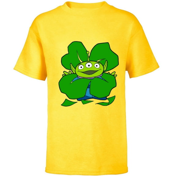 Disney and Pixar Toy Story Alien Shamrock St. Patrick’s Day - Short Sleeve T-Shirt for Kids - Customized-Yellow