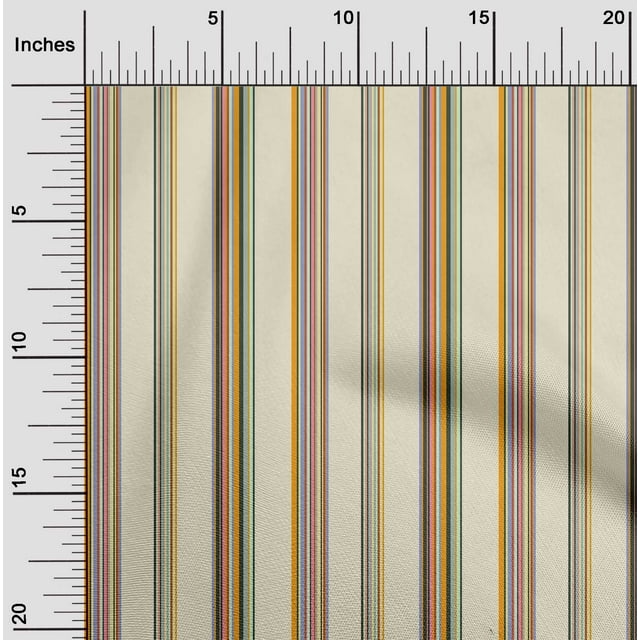 oneOone Tissu Popeline de Coton Multicolore Rayé Décor Tissu Imprimé BTY 42 Pouces de Large