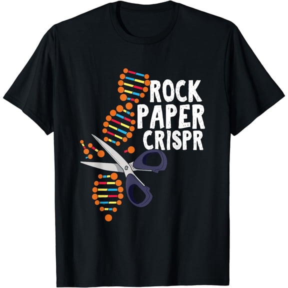 Rock Paper Crispr DNA Biologist Genetic Engineering Science T-ShirtMen and women, White Black T-shirt, size: Extra large S-1800XL