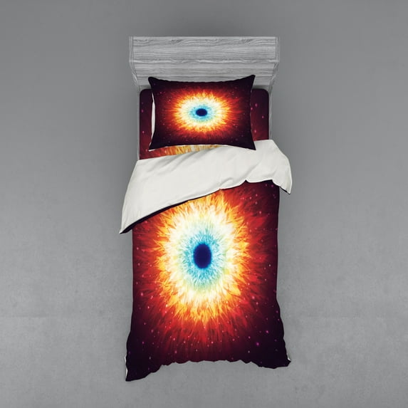 Space Duvet Cover Set, Galaxy with Stars and Black Hole Mysterious Celestial Magic Astral Universe View, Bedding Set with Shams and Fitted Sheet, 3 Sizes, by Ambesonne