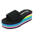 thumbnail image 1 of Uinagy Women's Rainbow Thick Platform Wedge Heel Beach Slippers, 1 of 9