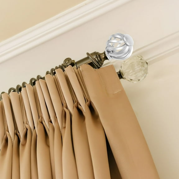 MUSEYA 2Pcs Silver Curtain Rod Finials Unique Shape Drapery Rod Decorative Accessories