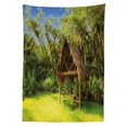 thumbnail image 3 of Ambesonne Tiki Bar Tablecloth Rectangular Table Cover, Tropic Hut Woods, 60"x90", Green Blue Brown, 3 of 4