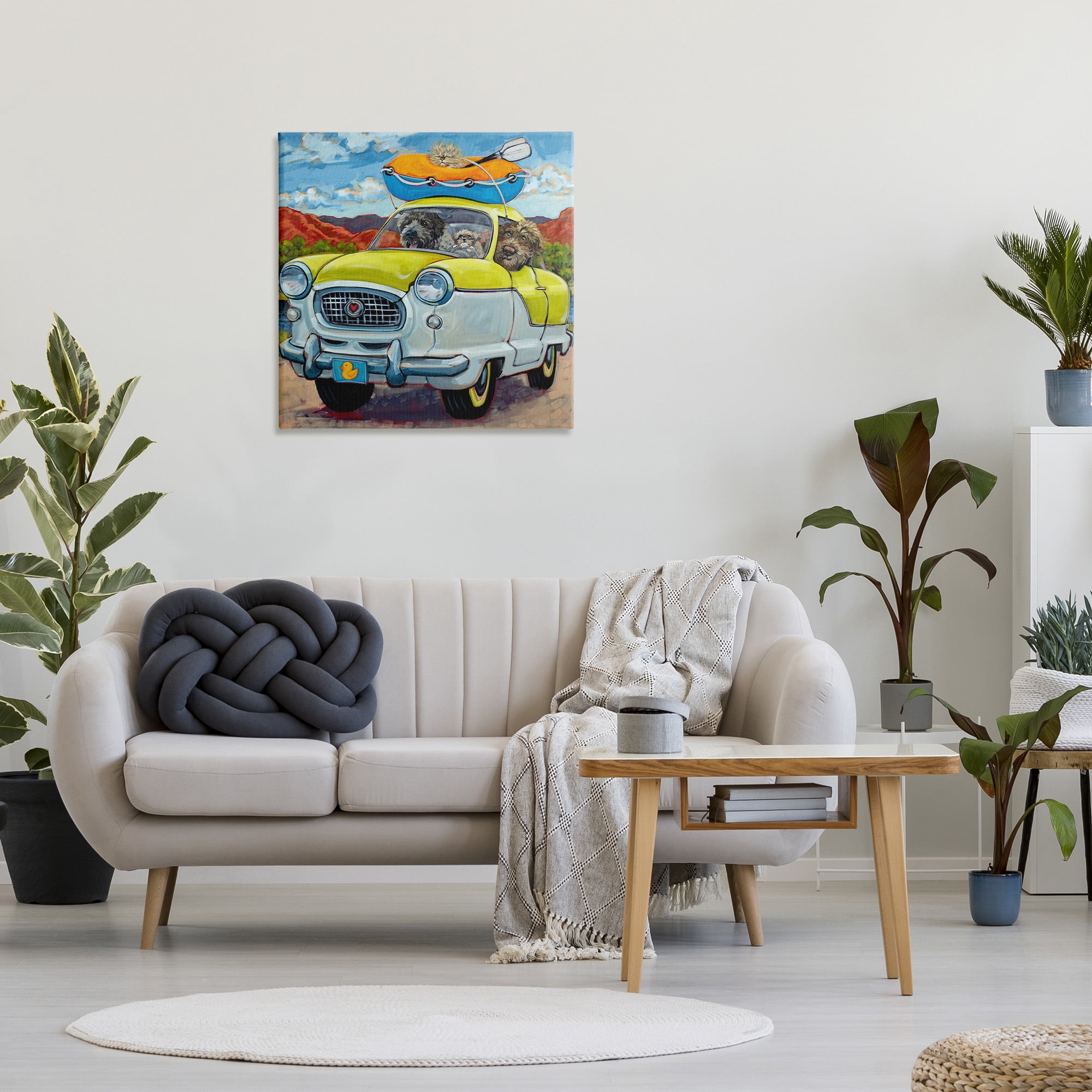 Stupell Industries Vacation Dogs in Car Animals & Insects Painting Gallery Wrapped Canvas Art Print Wall Art, 30 x 30