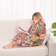 thumbnail image 4 of Red Pioneer Flower and Paisley Pattern Blanket Hoodies for Kids 6-13YR Oversize Wearable Blanket Hoodies for Boys Girls Teens, 4 of 7