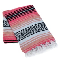 La Montana 10 Pack Mexican Blankets, 74" x 50" Yoga Blankets, Coral/Melon/White