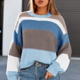 thumbnail image 6 of Women's Oversized Striped Cropped Sweater Casual Knit Pullover Top, 6 of 8