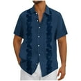 thumbnail image 2 of Zylanna Men's Hawaiian Shirts, Quickly Dry Turndown Collar Casual Short Sleeve Summer Beach Button Down Shirts Navy Size 2XL, 2 of 5
