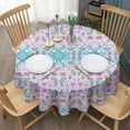 thumbnail image 3 of Pink Cartoon Unicorn Rainbow Diamond Round Tablecloth 60"x60",Wrinkle Wipeable Table Cloth for Kitchen Dining Room Picnic Patio Party, 3 of 6