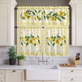 thumbnail image 4 of 3 Piece Kitchen Curtains and Valances Set Yellow Lemons Cafe Curtains 36 Inch Length Summer Botanical Checkered Farmhouse Valance & Tier Curtain for Living Room Bedroom Small Window 54"x18"+27"x36"*2, 4 of 6