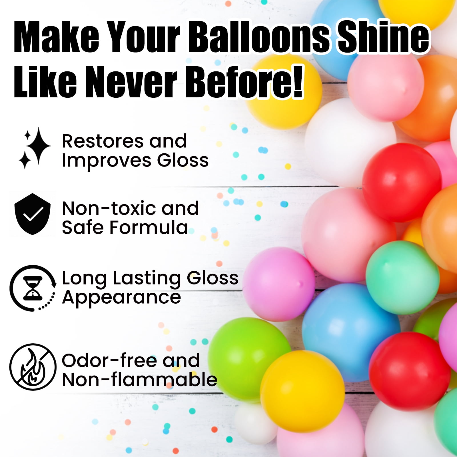 Alvantor Balloon Shine Spray for Latex Balloons, Long-Lasting Gloss for Party Decorations, Waterproof Brightener, 3.38fl.oz