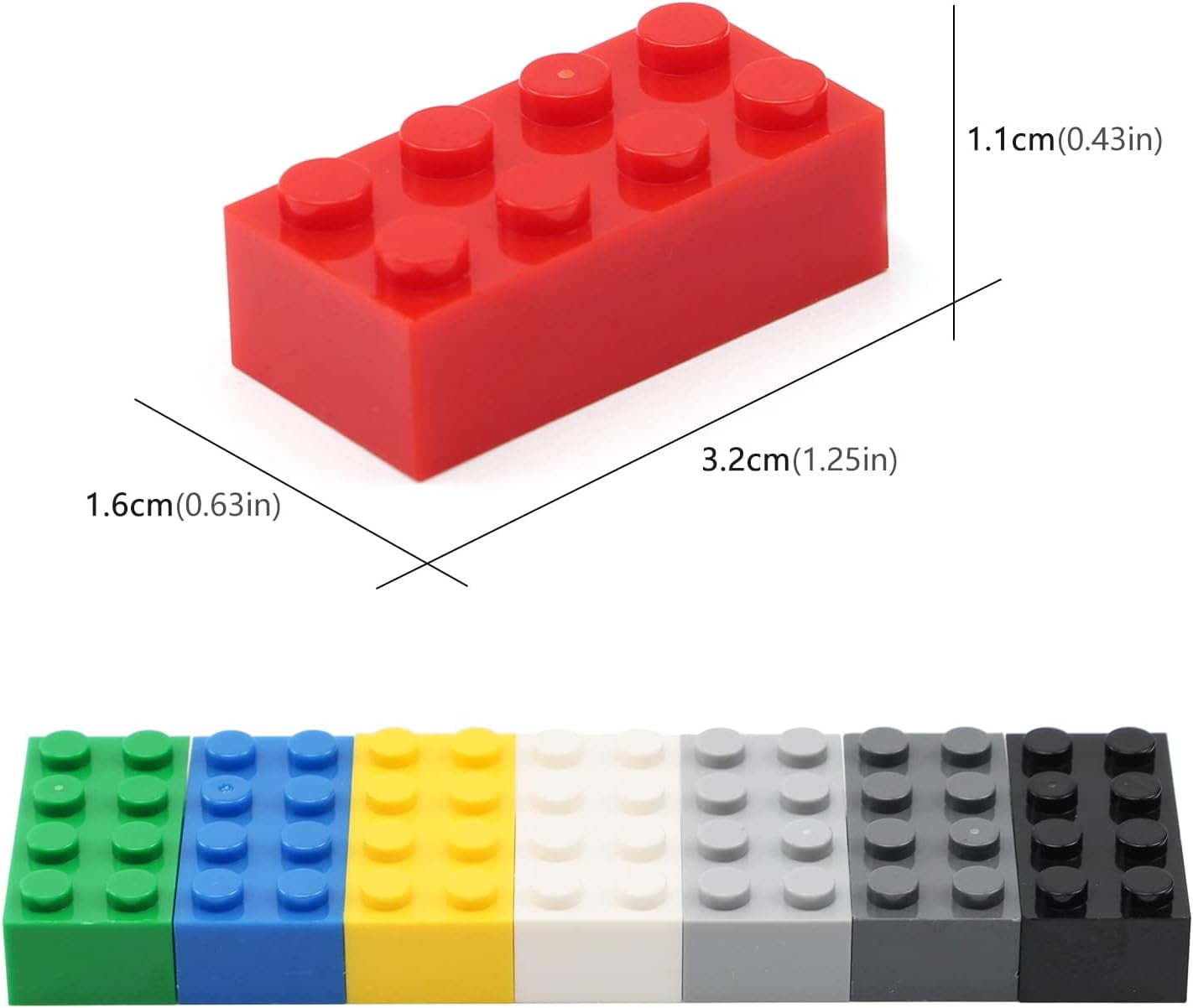 2x4 Bricks 320 Pieces Multicolored Basic Parts Building kit Creative Play Set Blocks Toy Accessories Compatible with 3001 Major Brands (8 Mixed Color)