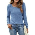thumbnail image 2 of Luxtrada Womens Tunic Tops for Leggings Square Neck Puff Sleeve Shirts Casual Fall Sweatshirts (Blue,2XL）, 2 of 10