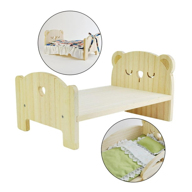 Muebles Miniatura 1:6 Decoración Cama de Madera para Muñecas Juguetes de Simulación Dormitorio Casas de Muñecas Accesorios de Durmiente Yotijar muebles de casa de muñecas