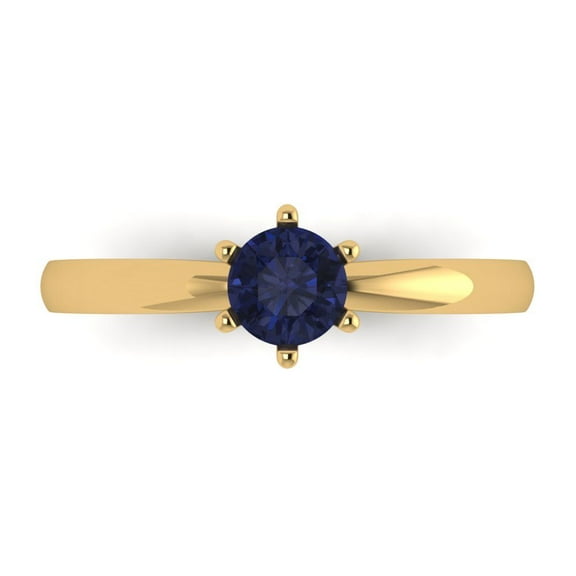 Solitaire Engagement Ring for Women - 0.5ct Simulated Blue Sapphire in 18K Yellow Gold Promise Ring