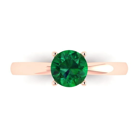 Solitaire Engagement Ring for Women - 1ct Simulated Emerald in 18K Rose Gold Promise Ring