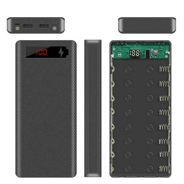 LNGOOR cdar Portable Micro USB Type-C 18650 Battery Enclosure LCD DIY Mobile Power Bank Case Power Bank Case