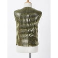 thumbnail image 6 of TSSOE Kids Girls Boys Glittery Sequined Vest Jacket Hip-Hop Street Dance Wear Stage Performance Black&Gold 170, 6 of 7