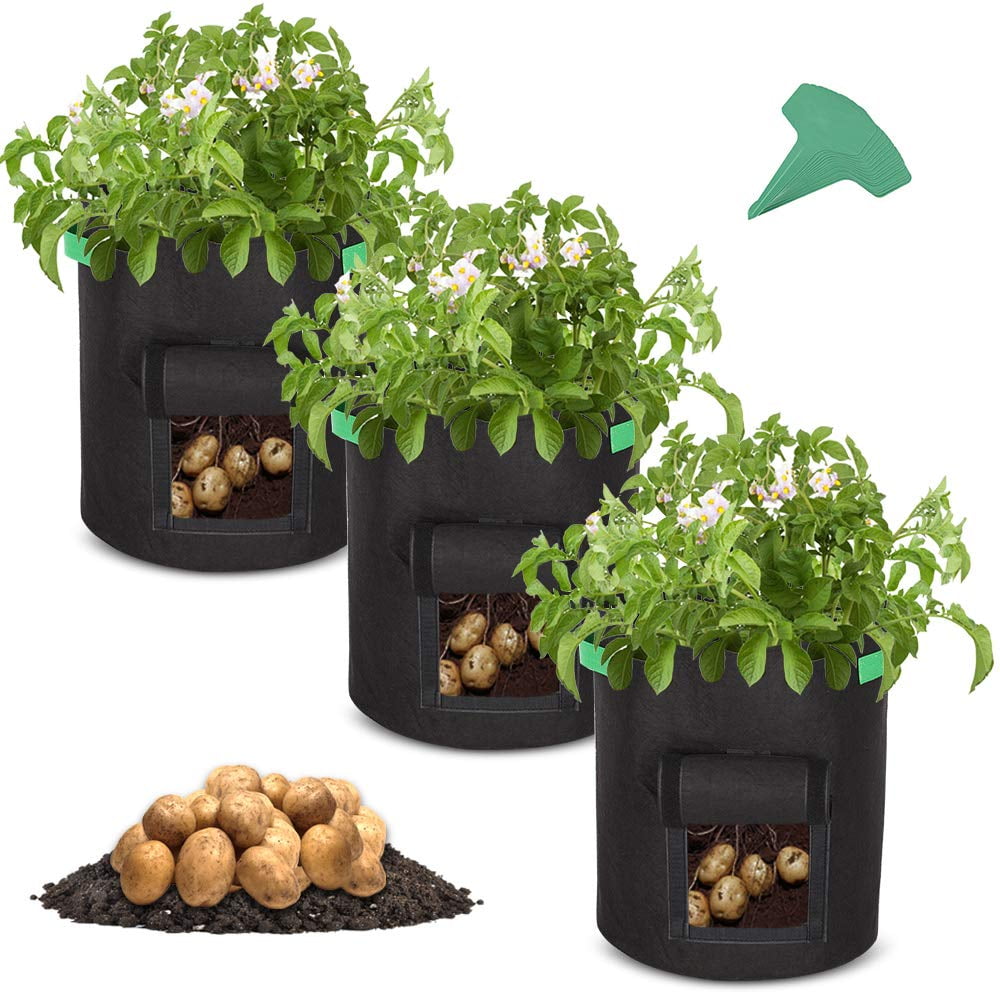 Patato Grow Bags 7 Gallon Garden Planting Bag Aeration Fabric Pot 3 Packs