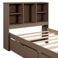 thumbnail image 4 of Twin Storage Bed with Bookcase Headboard, Twin Size Captain Bed Frame, with 2 Drawers and Charging Station, Twin Bed Frame with Storage, No Box Spring Needed, Easy Assembly, Brown, 4 of 10