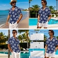 thumbnail image 4 of Xixirimido Palm Trees Blue Tropical Print Couples Matching Vacation Outfits Men's Breathable Short Sleeve Shirt & Women's Irregular Hem Dress Coordinated Summer Wear for Dating, Size 4XL, 4 of 7