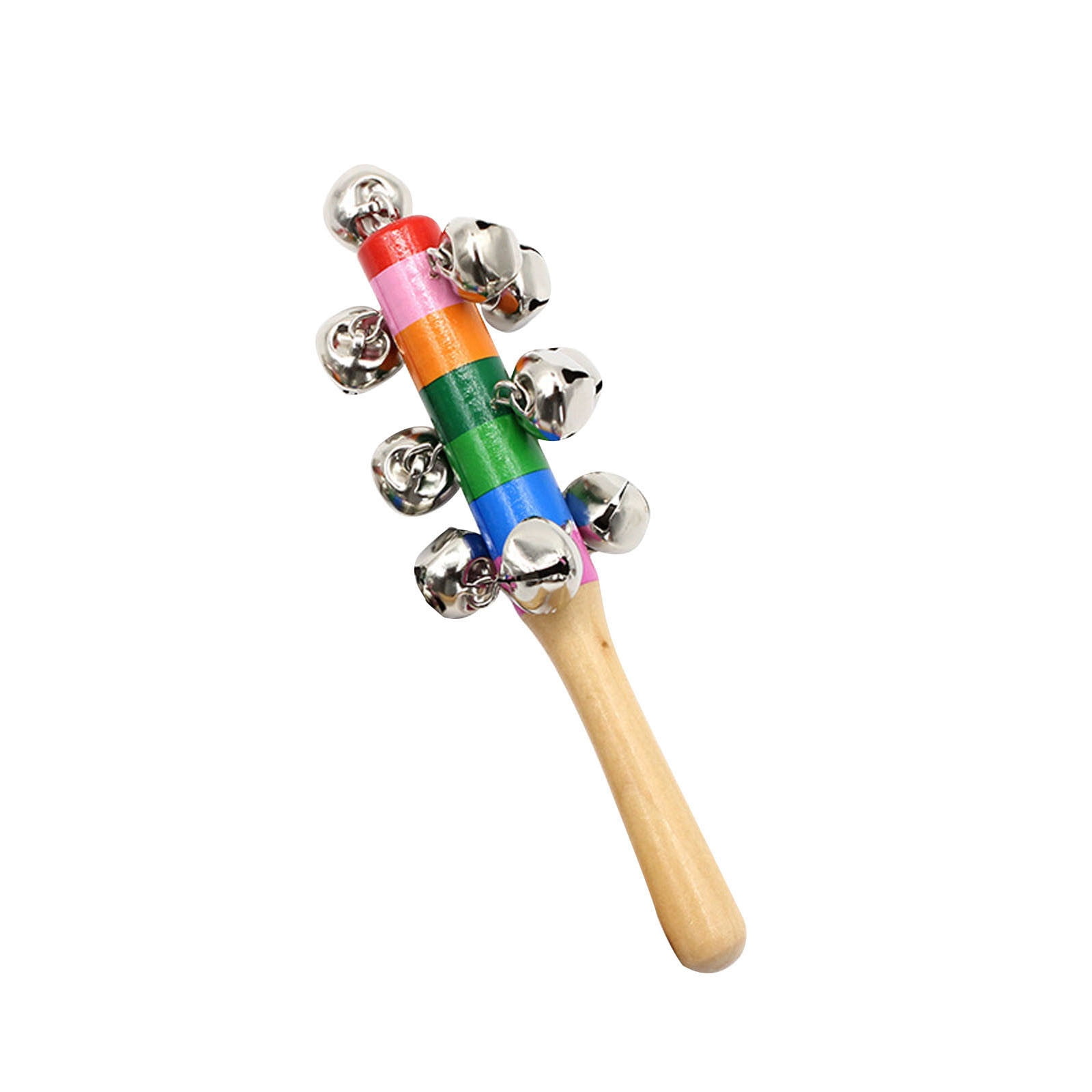 Wepro Wooden Colorful Rattles Rainbow Baby Early Education Educational Rattle Toy