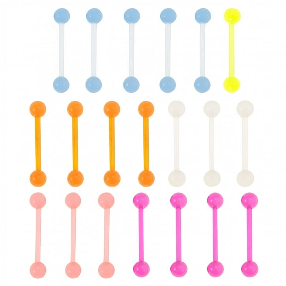 DESIGNICE 20pcs Colorful Acrylic Barbell Nipple Bar Piercing 1.8mm Jewelry