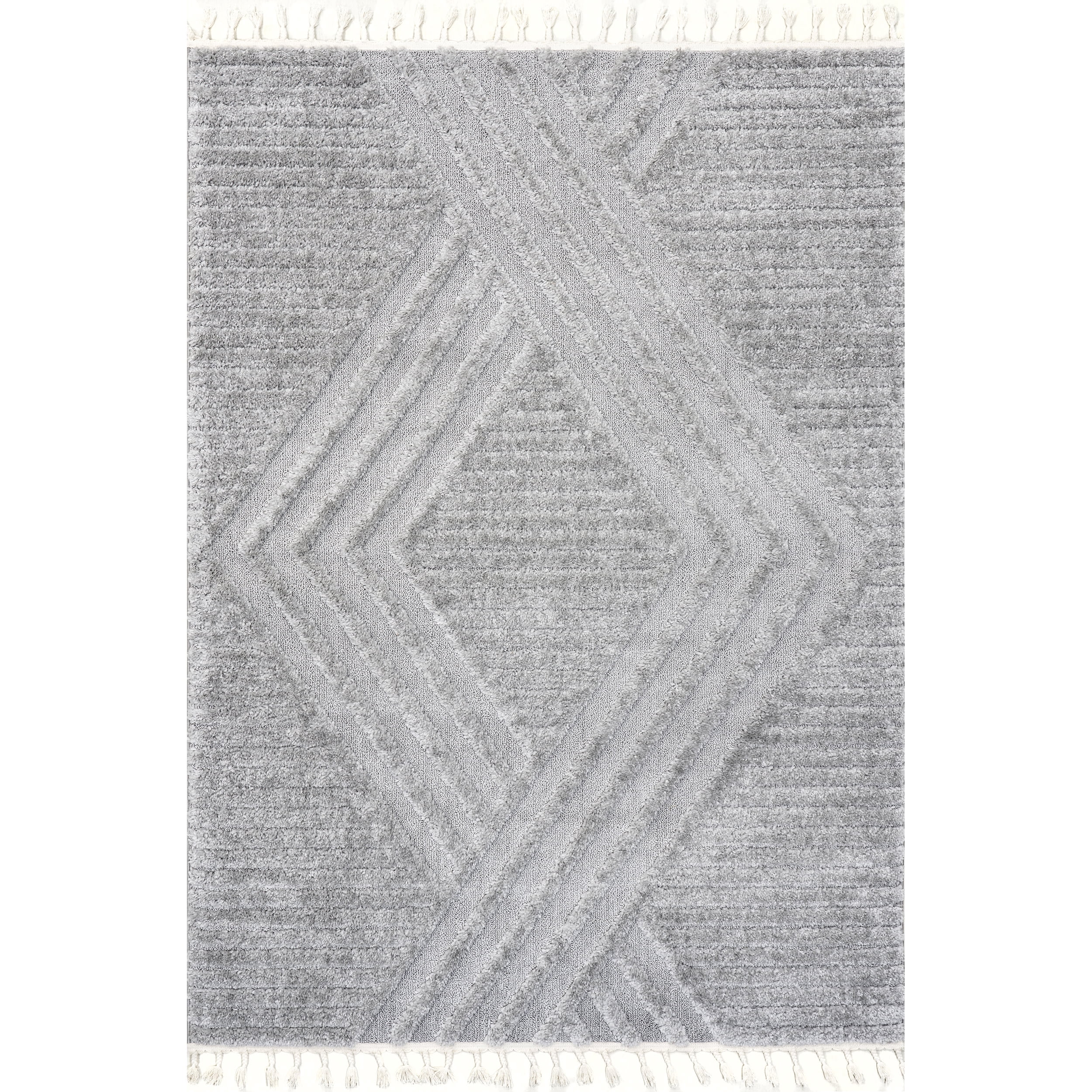 nuLOOM Risette Geometric Shag Tassel Area Rug, 4' x 6', Light Gray