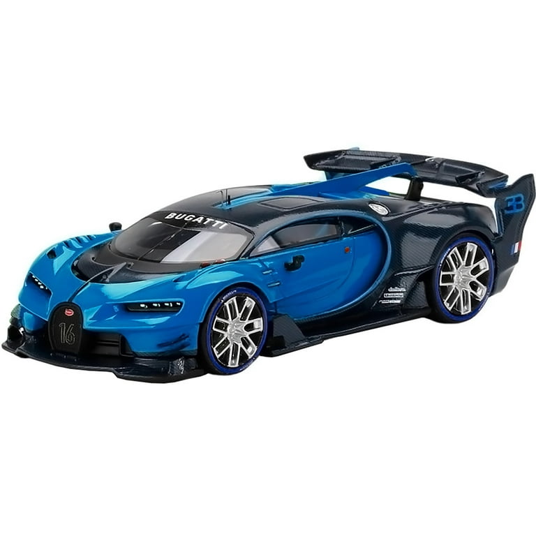 Car Blue Gran Model and Light Bugatti 1/43 Vision by Scale Blue Carbon Turismo True Miniatures