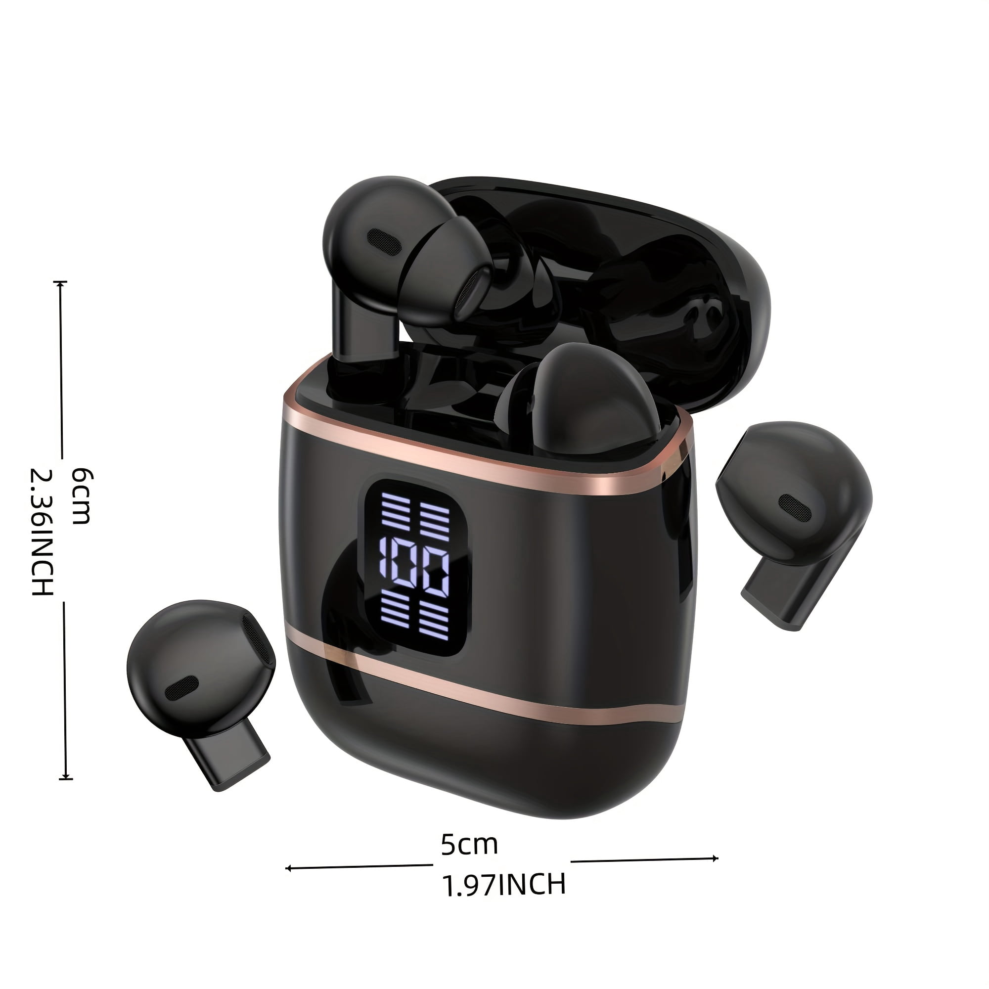 Dual TWS Wireless Earbuds with LED Display Charging Case, Touch Control, Noise Isolation, Long Transmission Range, Compatible with Apple Android Smartphones, Tablets & PCs