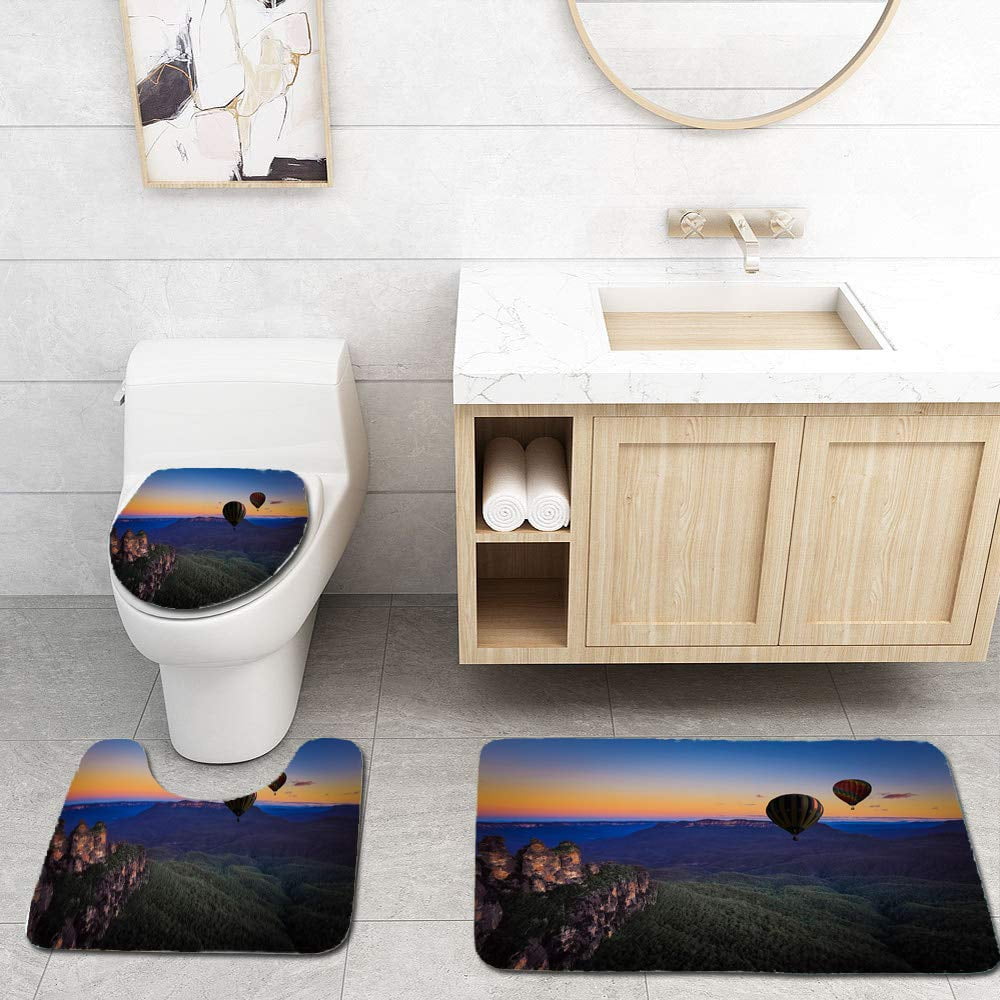 Xddja Hot Air Balloon Over Blue Mountain New South Wales Australia 3 Piece Bathroom Rugs Set Bath Rug Contour Mat And Toilet Lid Cover Walmart Canada