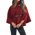 thumbnail image 1 of Women's Winter Fashion Temperament Elegant Wind Solid Color Waist Strap Woolen Cloak Coat, 1 of 6