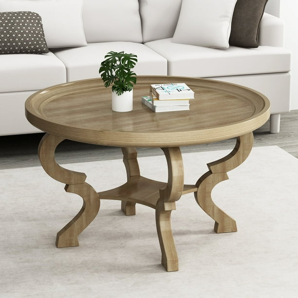 Kerrogee Round Coffee Table With Storage 33 Inch Vintage Rustic Tradional For Living Room Dining Tail Sofa Oak Com Kerrogee Round Coffee Table With, Round Sofa Table