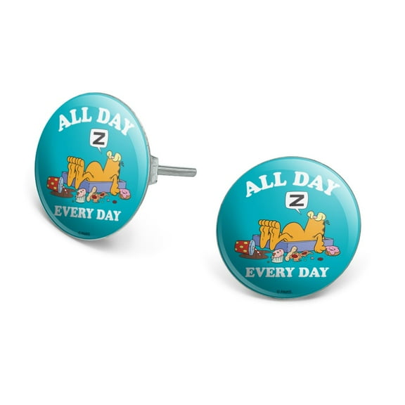 Garfield All Day Every Day Novelty Silver Plated Stud Earrings
