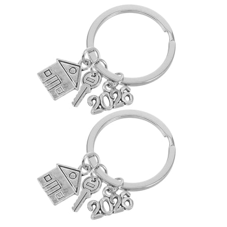 2Pcs Metal House Shaped New Home Keychain Decorative Pendant Stylish Keepsake for Homeowners