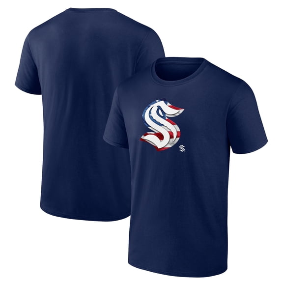 Men's Deep Sea Blue Seattle Kraken Banner Wave T-Shirt