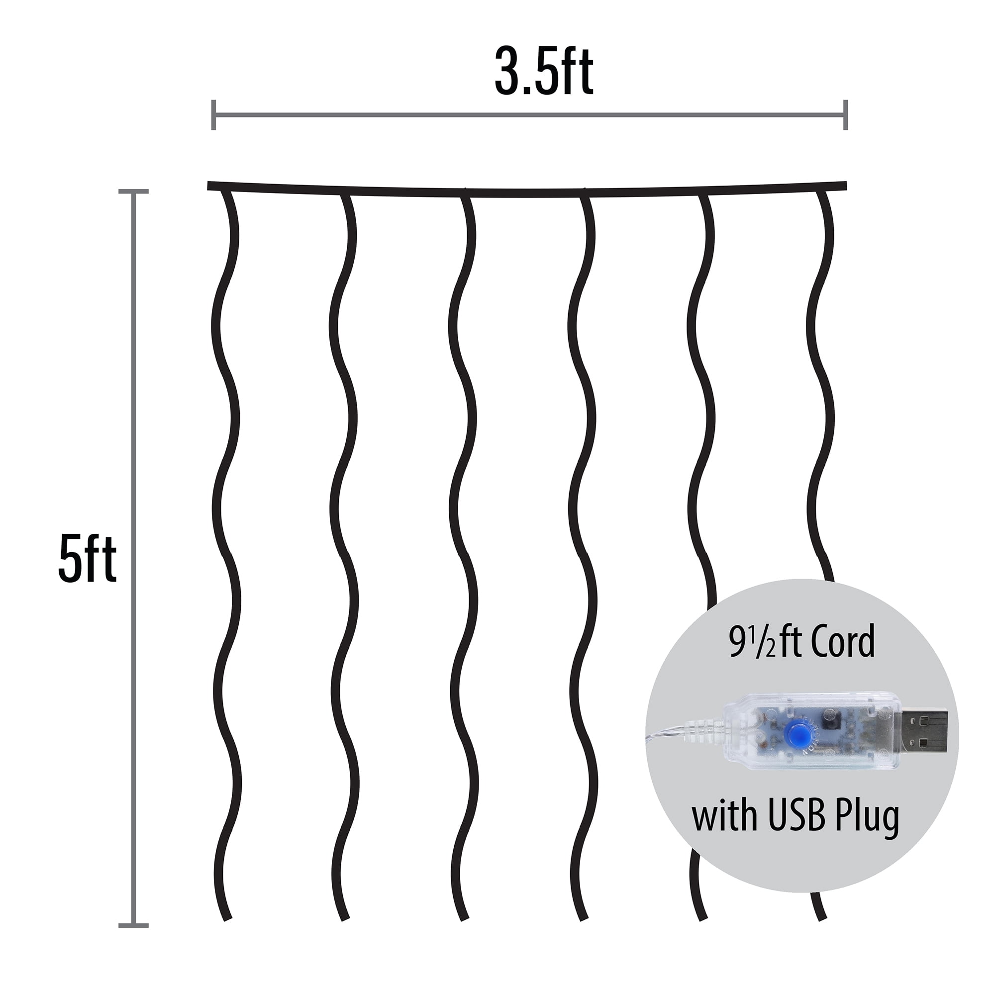 (3 pack) Mainstays 96-Count Color-Changing LED Curtain Lights, 6 Vertical Strands, Indoor Corded Electric