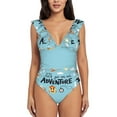thumbnail image 2 of Yiaed Let's Go on an Adventure Print Women's Ruffled One Piece Swimsuit V Neck Swimwear Slimming Monokini for Woman-XX-Large, 2 of 8