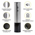 thumbnail image 2 of Electric Wine Opener with Foil Cutter and USB Cable (Silver), 2 of 5