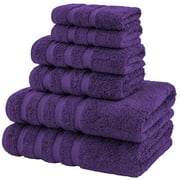 American Soft Linen Purple Towel Set 100% Turkish Cotton Towels for Bathroom 6 Piece - 2 bath towels 2 hand towels 2 washcloths