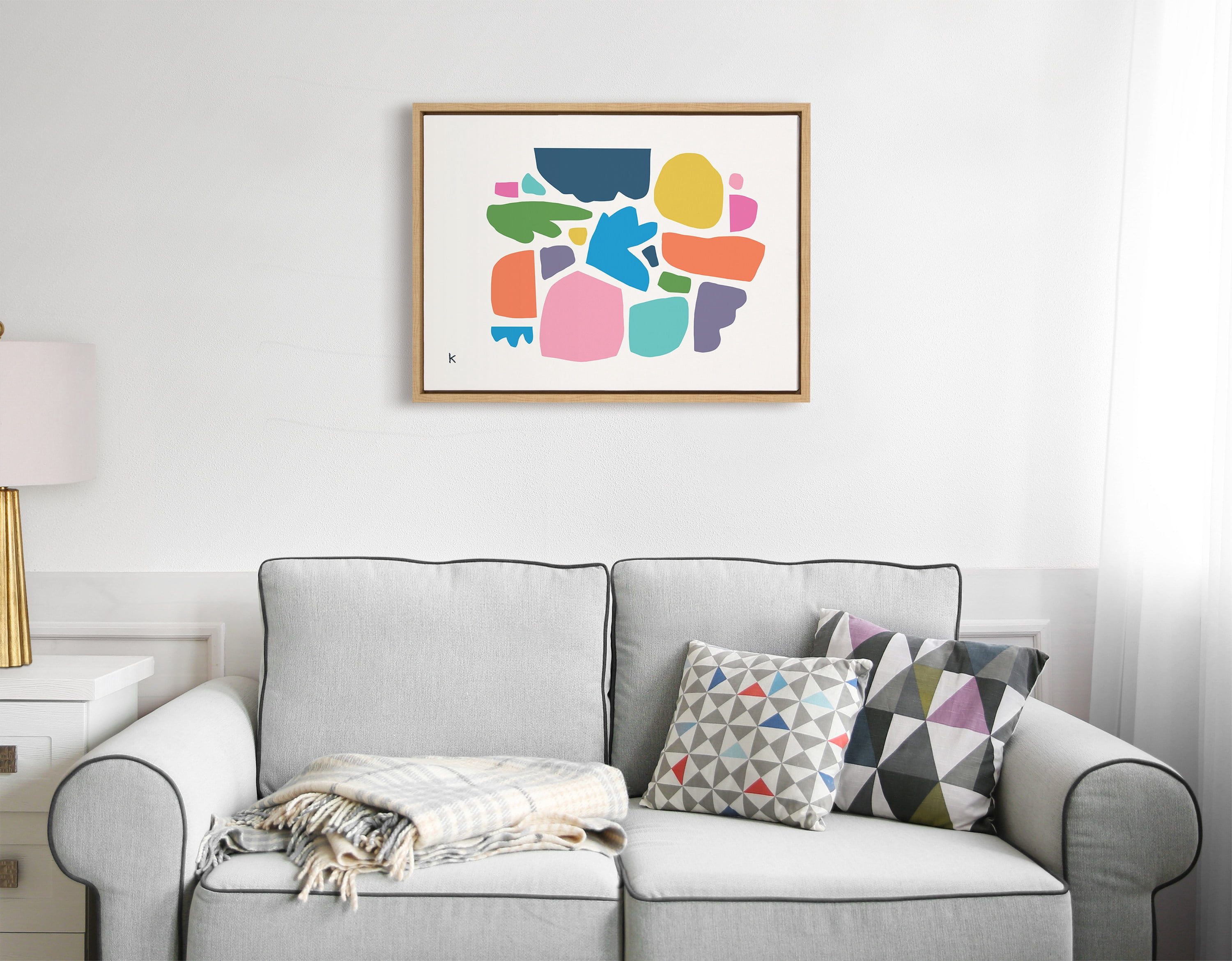 Kate and Laurel Sylvie Summer Love Songs Framed Canvas Wall Art by Kelly Knaga 18x24 Natural Decorative Abstract Art for Wall
