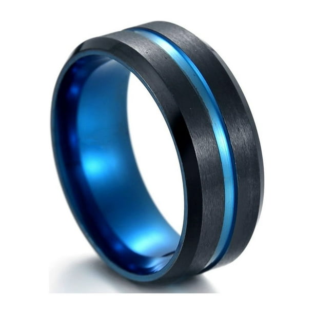 Anillo de acero inoxidable galvanizado de dos colores para hombre, joyería europea y americana, joyería de moda sencilla