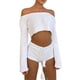 thumbnail image 3 of VISgogo, conjunto de 2 piezas de punto a la moda para mujer, Tops cortos con hombros descubiertos de Color sólido/rayas + conjunto de pantalones cortos con cintura elástica para mujer, S/M/L VISgogo  moda, 3 of 9