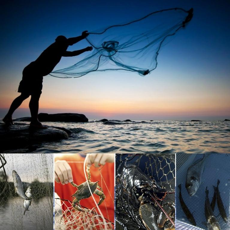 Cast Nets for Fishing ,Portable Durable Hand Throw Fish Mesh Net